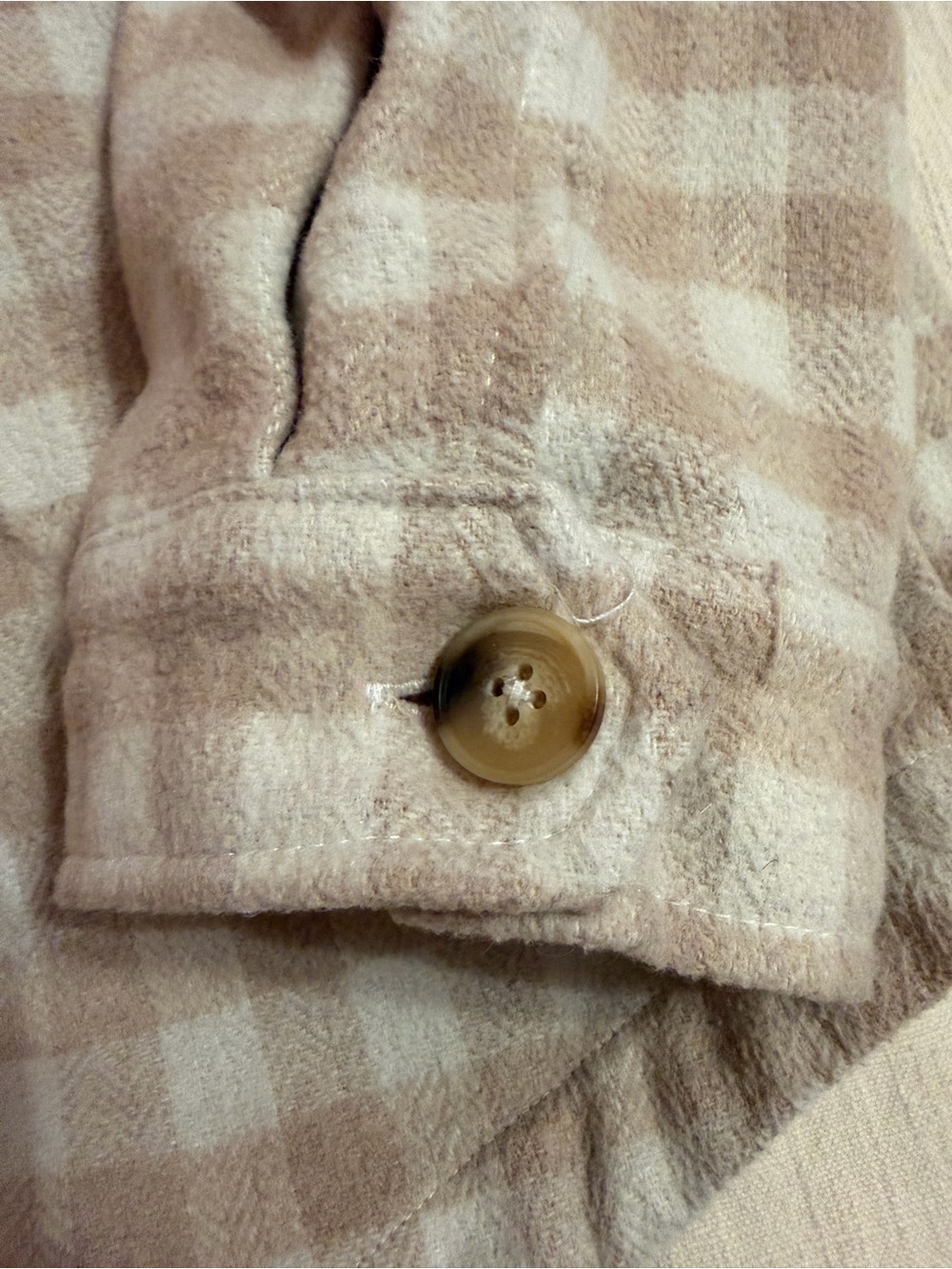 moodie Beige and Cream Check Flannel Shirt - Picture 5 of 7
